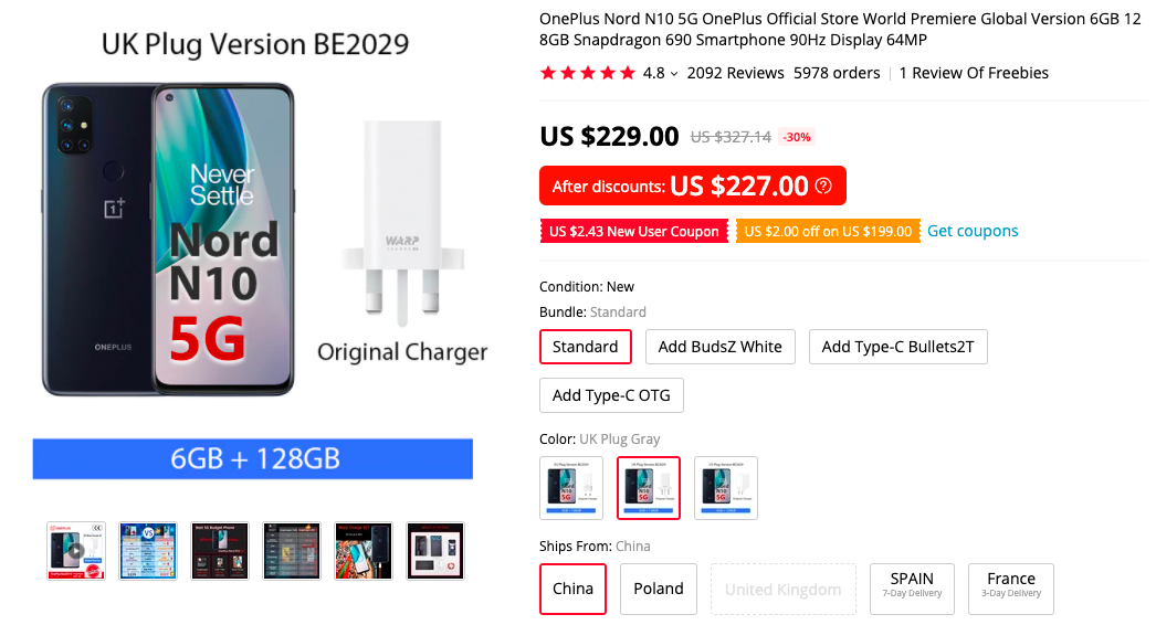 OnePlus Nord N10 deal