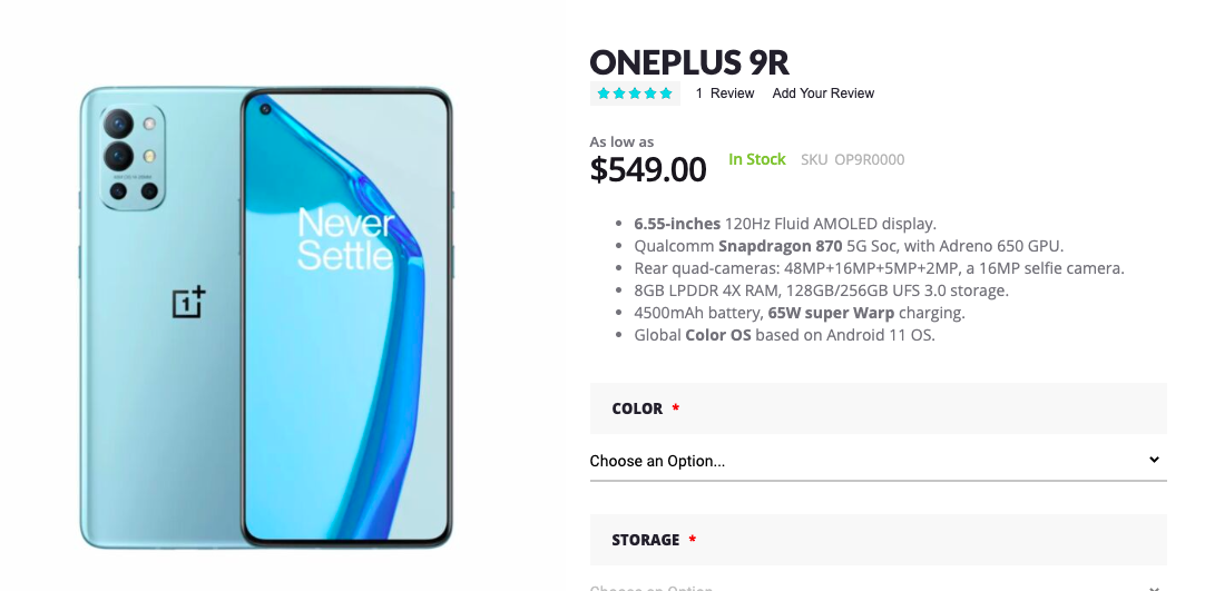 Oneplus 9R giztop deal