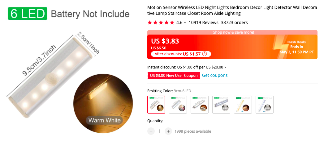 motion sensor led light 