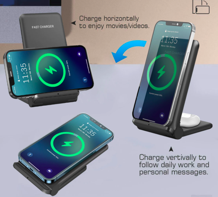 2 in 1 Foldable Qi Wireless charger 1