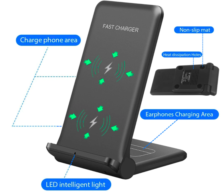 2 in 1 Foldable Qi Wireless charger 2