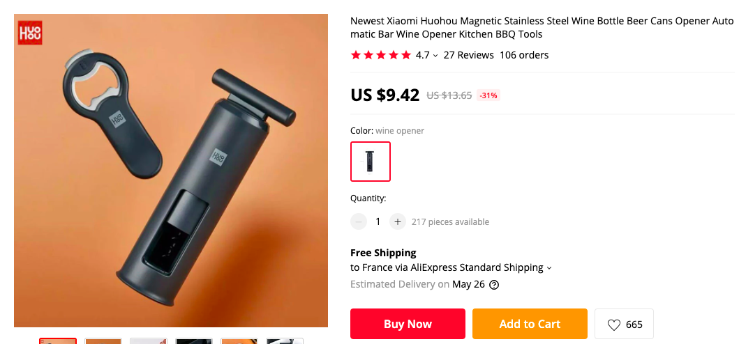 Xiaomi Huohou Beer and Wine bottle opener