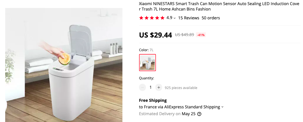 Xiaomi Ninestars Smart Trash Can