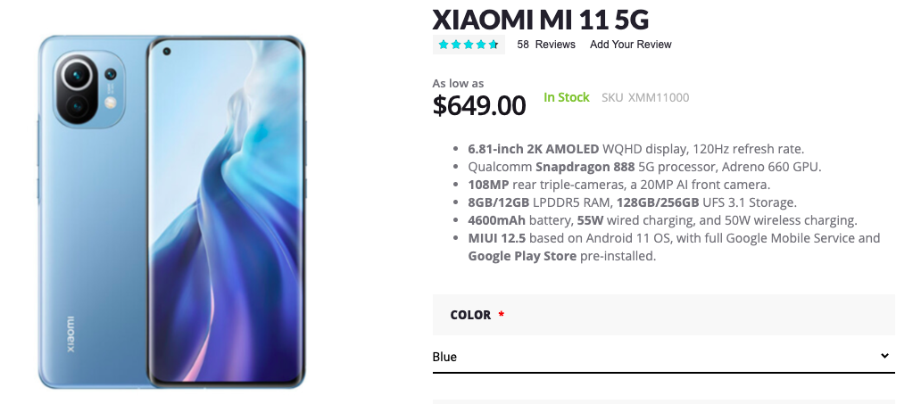 xiaomi mi 11 5g  giztop 