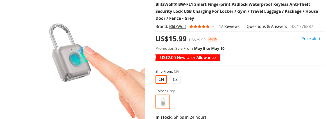blitzwold smart fingerprint padlock 