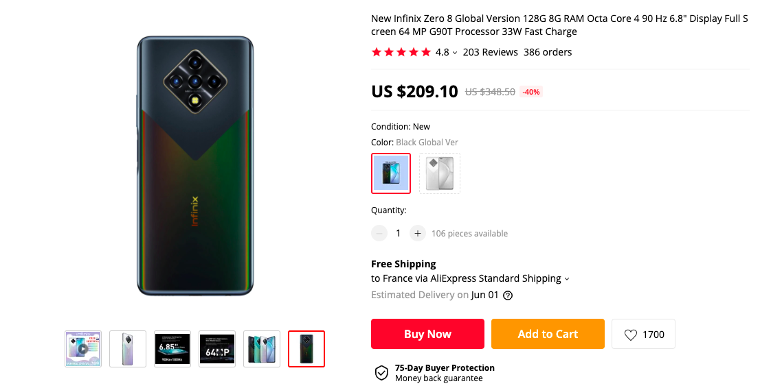 Infinix Zero 8 Global Version