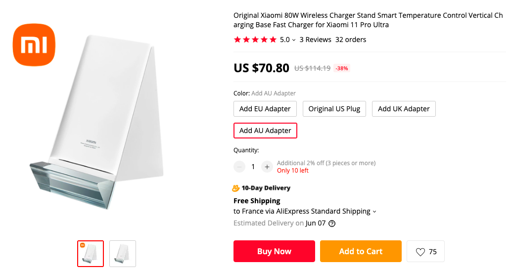 Xiaomi Mi 80W Wireless Charging Stand