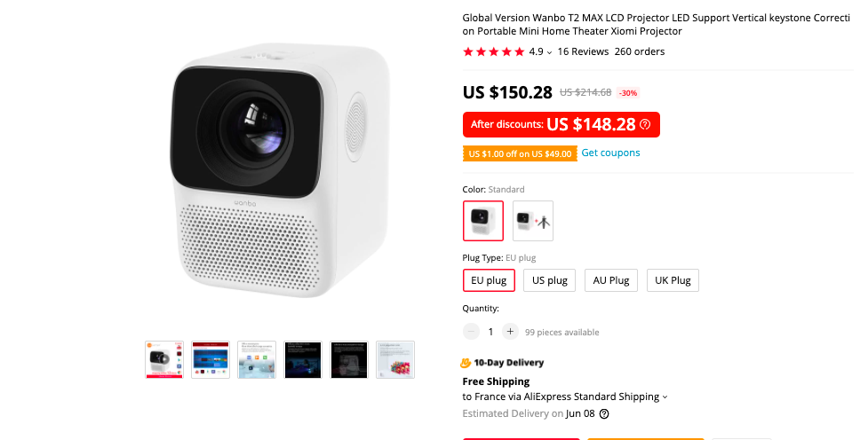 Wanbo T2 Max Mini Projector