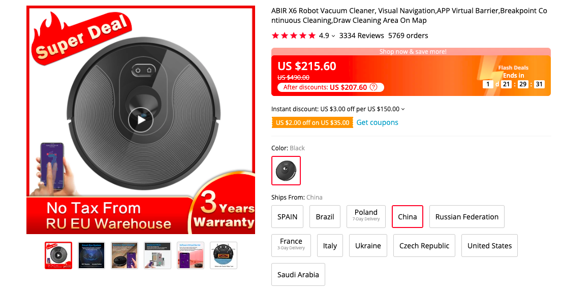 ABIR X6 Robot Vacuum Cleaner