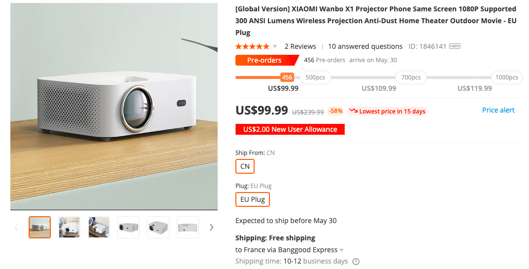 xiaomi wanbo x1 projector