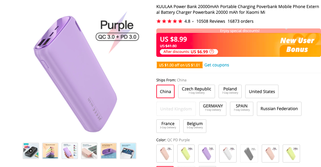 KUULAA 20000mAh Macron Series Power Bank