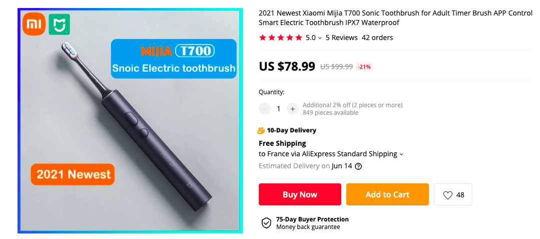 Xiaomi Mijia T700 Sonic Toothbrush