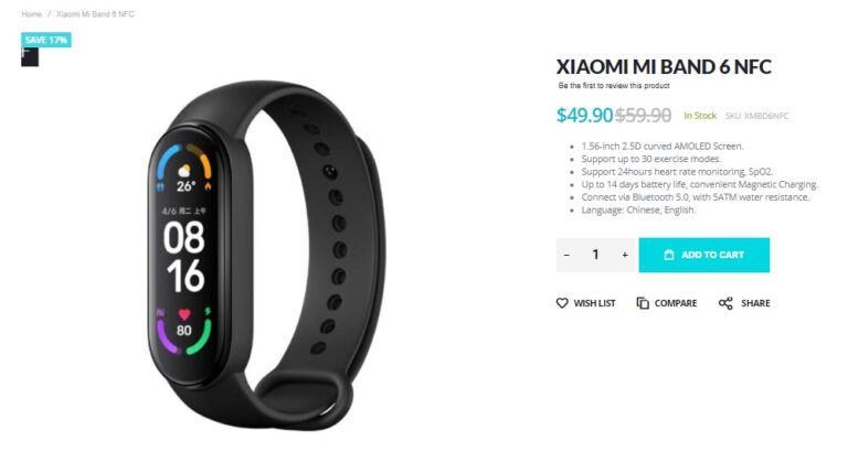 Grab Xiaomi Mi Band 6 NFC Edition at just $49.90 - Gizmochina