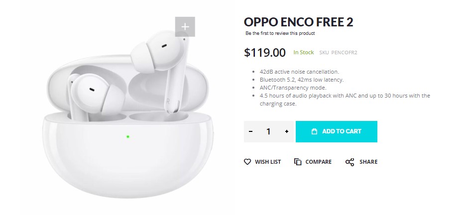 Oppo Enco Free 2 TWS earbuds gets available from Giztop - Gizmochina