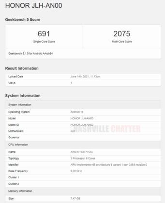 Honor 50 SE Geekbench