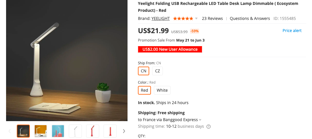 Deal Get Yeelight Foldable Desk Lamp for 22 Original Price 32