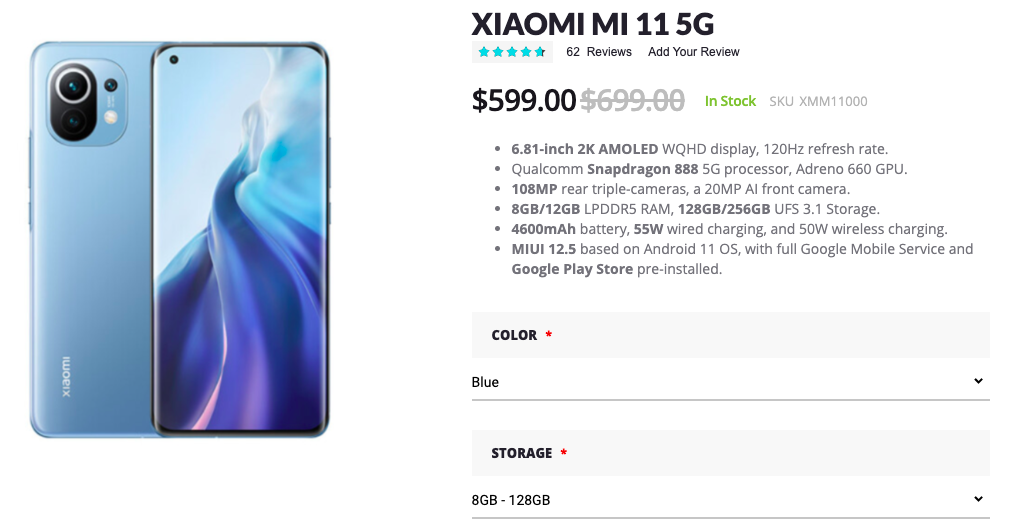  Xiaomi Mi 11 5G 