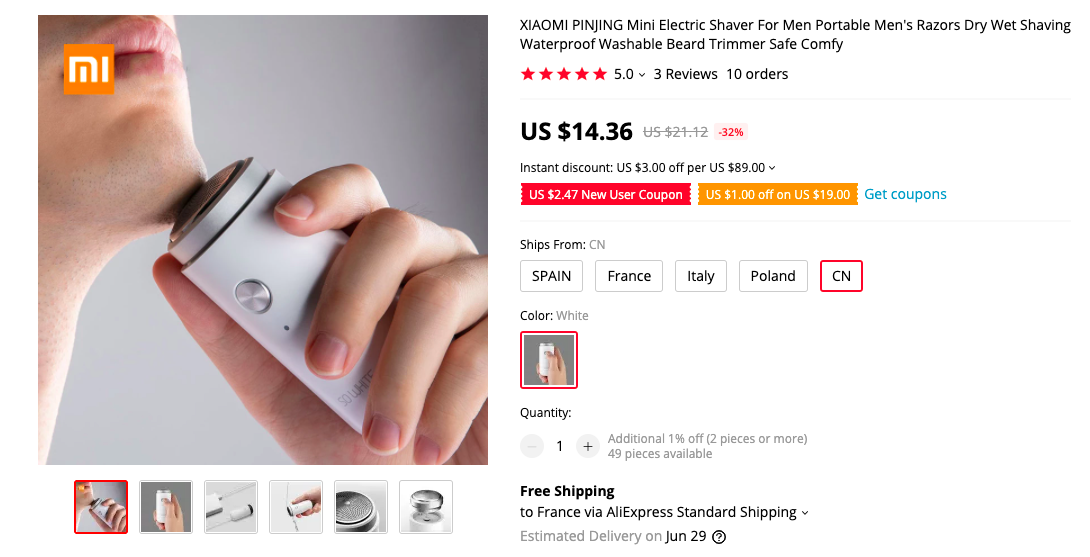 Xiaomi Snowhite ED1 Mini Electric Razor 