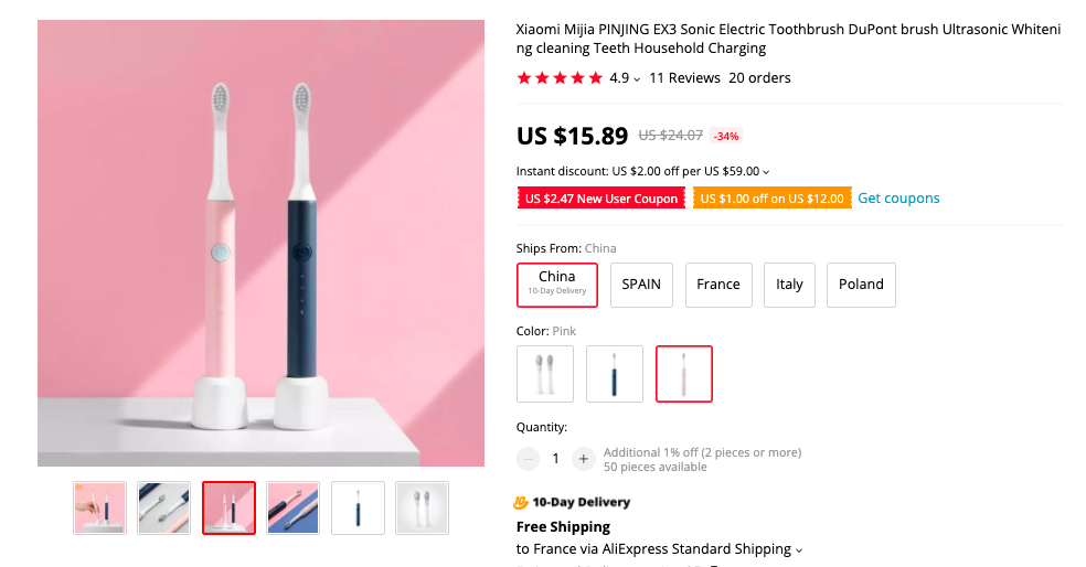 Xiaomi Pinjing EX3 Sonic Electric Toothbrush