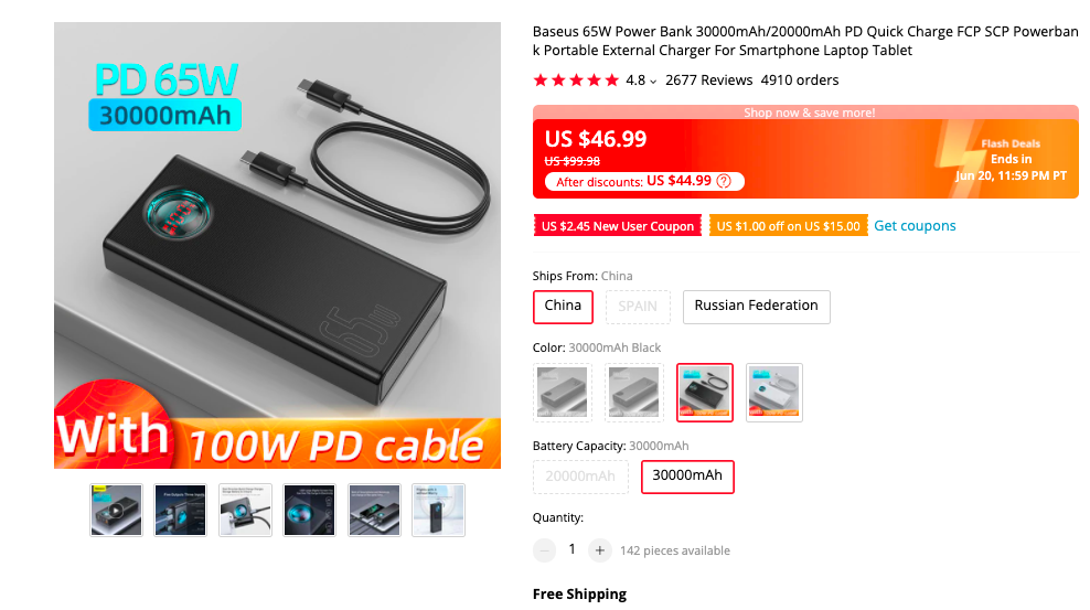 Deal: Get Baseus 30000mAh Power Bank for $45 (Retail Price $60 ...