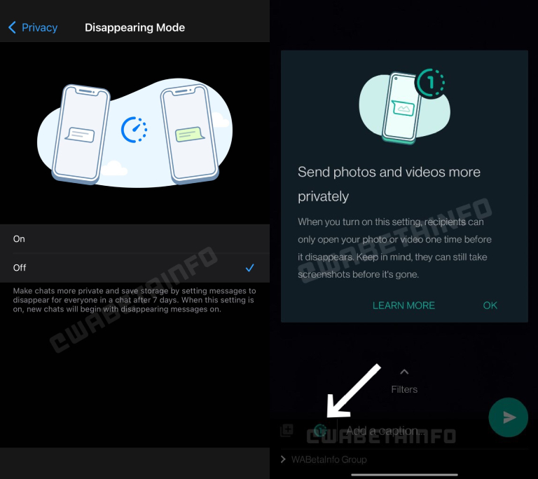 WhatsApp Disappearing Mode and View Once Mode