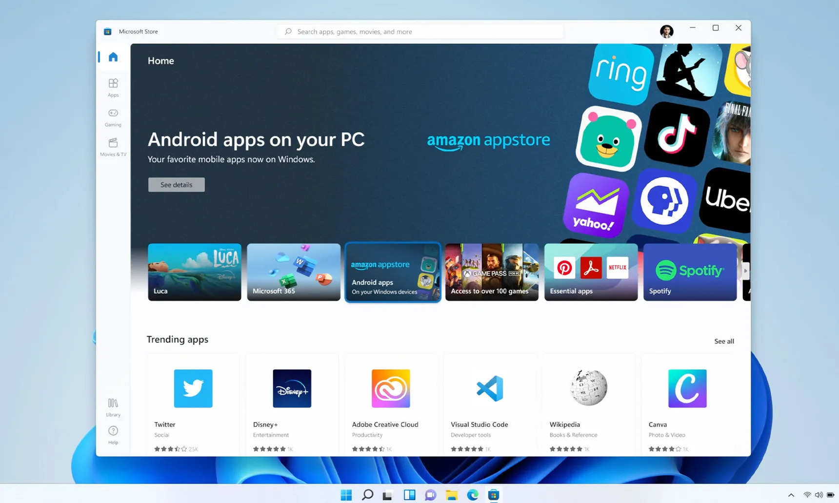 Aplicaciones de Android Windows 11