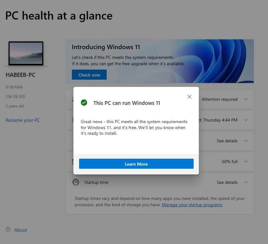 windows pc health check windows 11 download