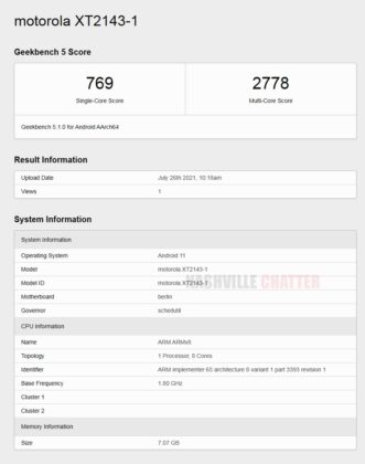 Motorola Edge 20 Geekbench