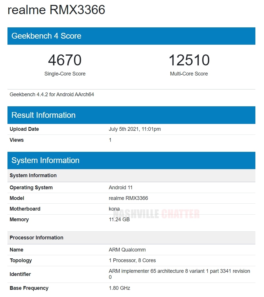 Realme GT Master Edition GeekbenchRealme GT Master Edition Geekbench