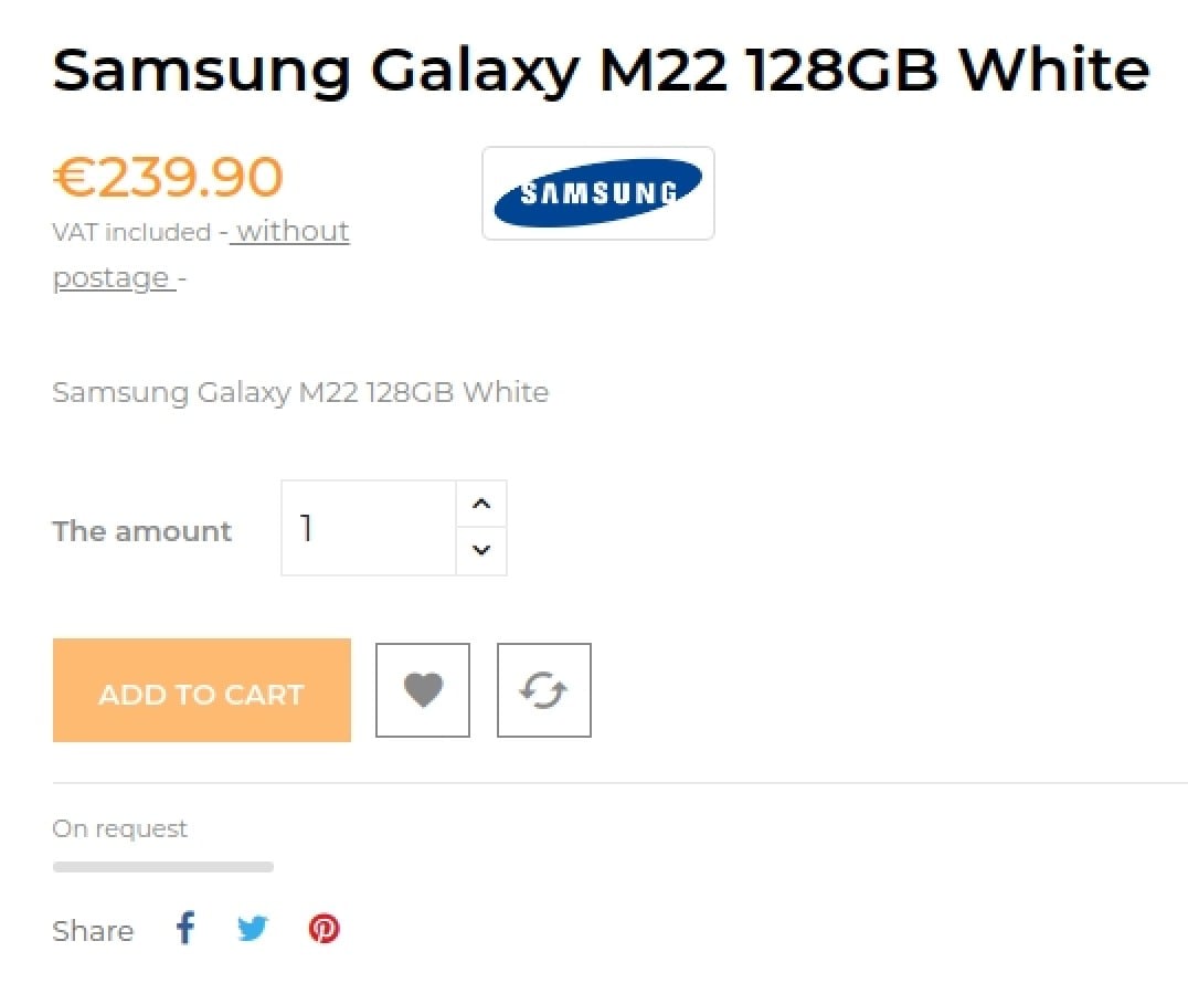 Samsung Galaxy M22 4G pricing