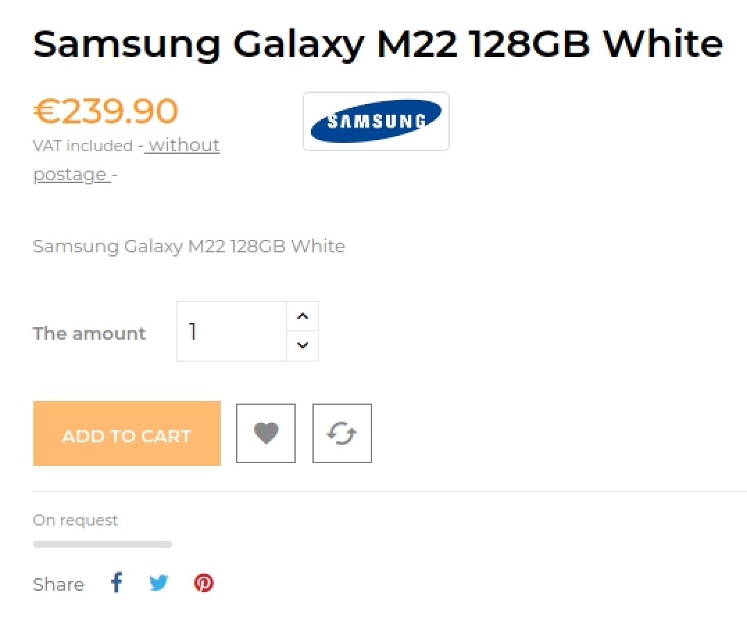 Samsung Galaxy M22 4G pricing