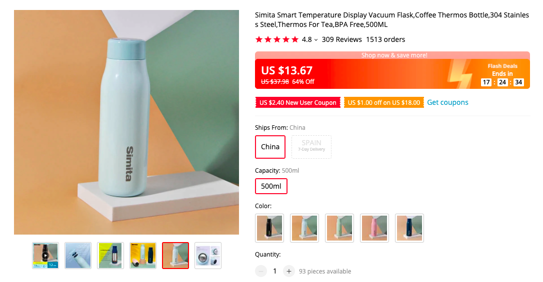 Smart Temperature Display Vacuum Flask