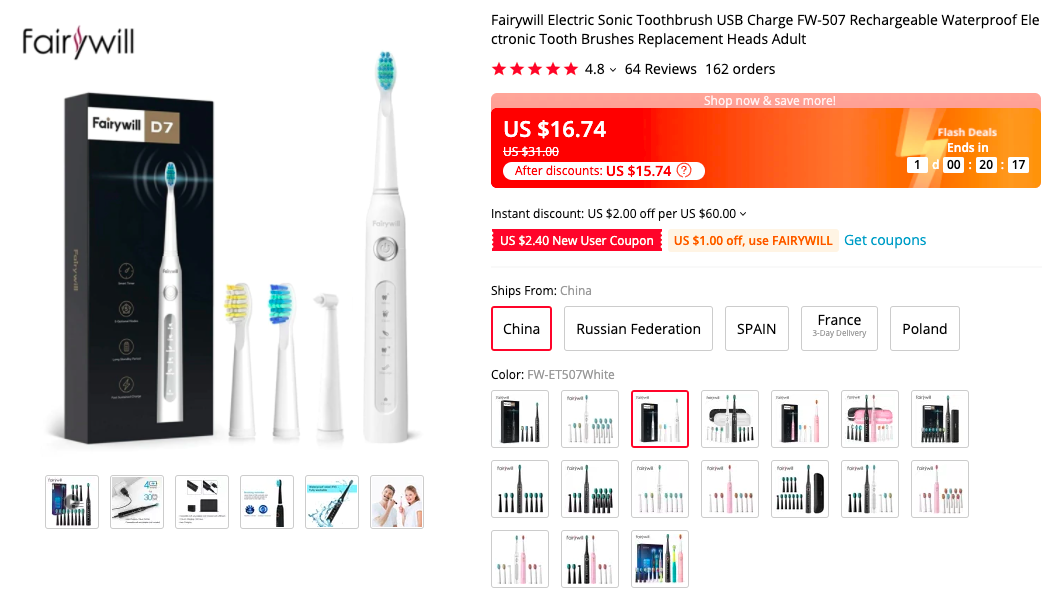 Deal Get Fairywill Fw 507 Sonic Electric Toothbrush For 16 Retail Price 30 Gizmochina