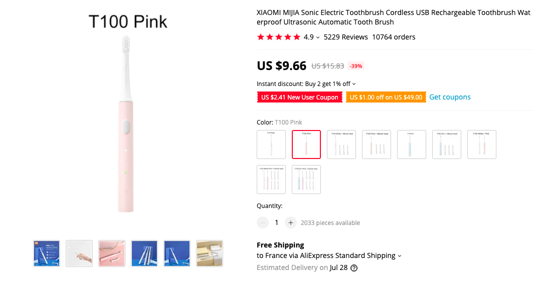 Xiaomi Mijia T100 Sonic Electric Toothbrush
