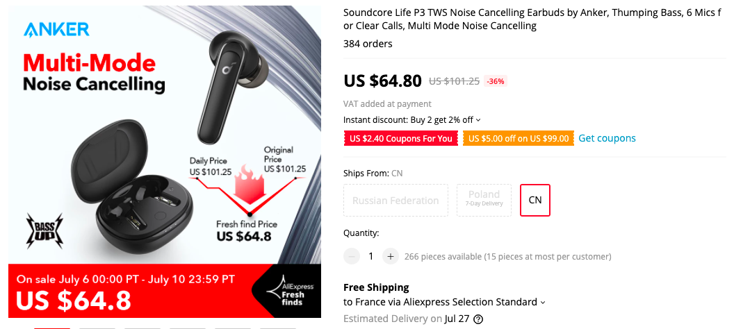  Anker Soundcore Life P3 Earphone
