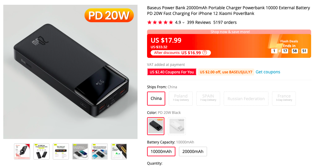 Baseus 10000mAh Power Bank