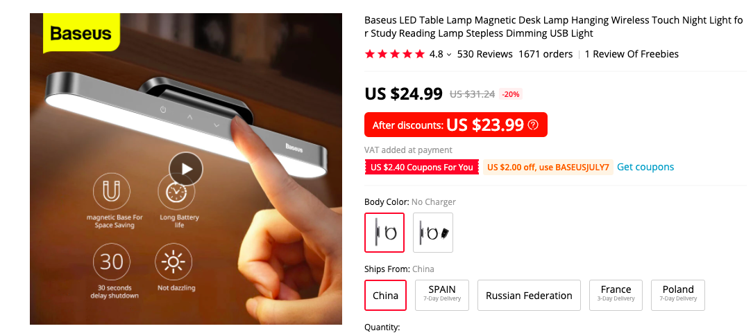 Baseus Magnetic Desk Lamp
