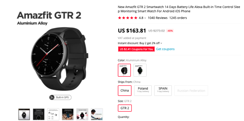 aliexpress amazfit gtr