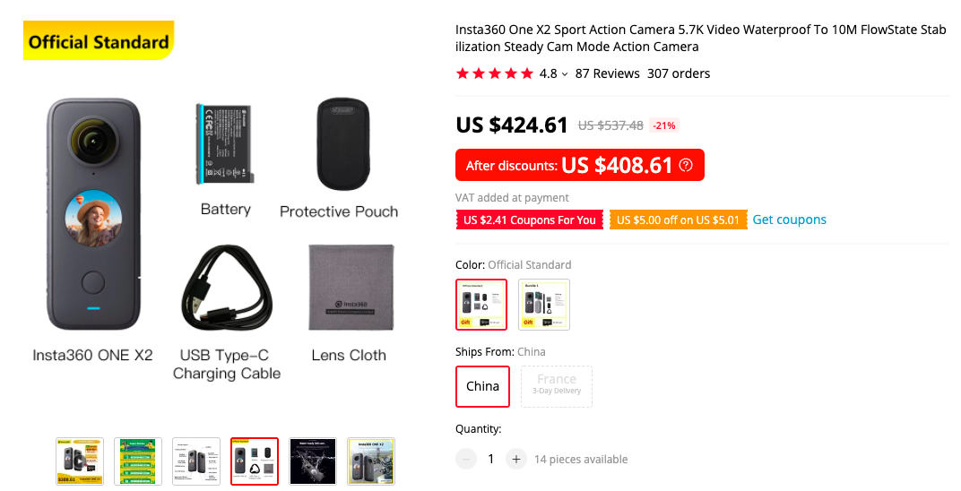  Insta360 One X2 Sports Action Camera 