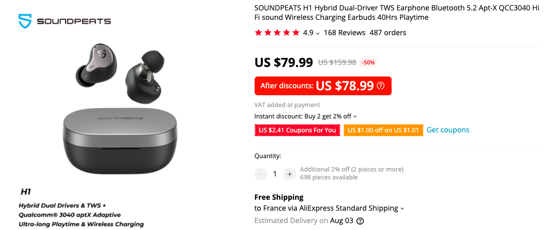 SOUNDPEATS H1 Earphone
