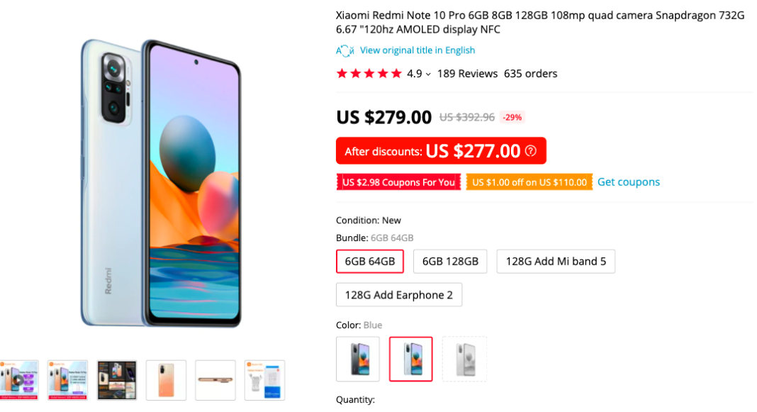 Note 10 Pro Global Deal: Get Xiaomi Redmi Note 10 Pro Global Version for $277 - Gizmochina