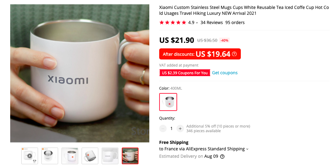 Xiaomi Custom Stainless Steel Mug
