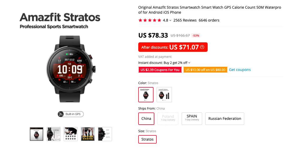 amazfit stratos 2 coupon