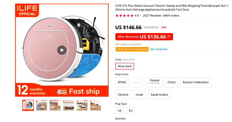 ILife V7s Plus Robot Vacuum Cleaner
