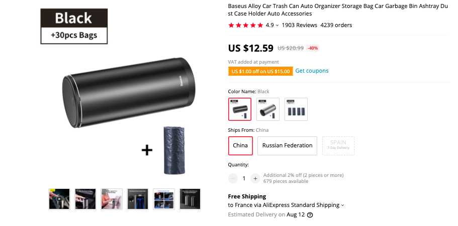 Baseus Stylish Vehicle Trash Can