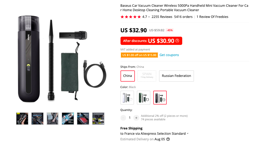 Baseus A2 Car Vacuum Cleaner