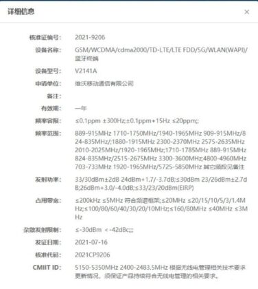 V2141A CMIIT
