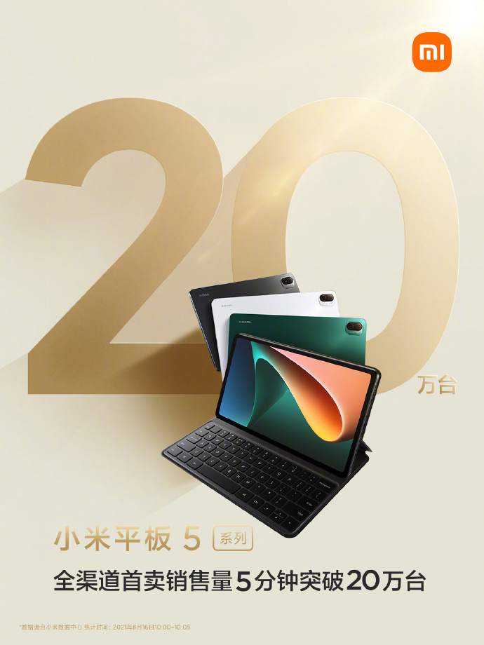 Xiaomi Mi Pad 5 200,000 Units Sold in First Sale