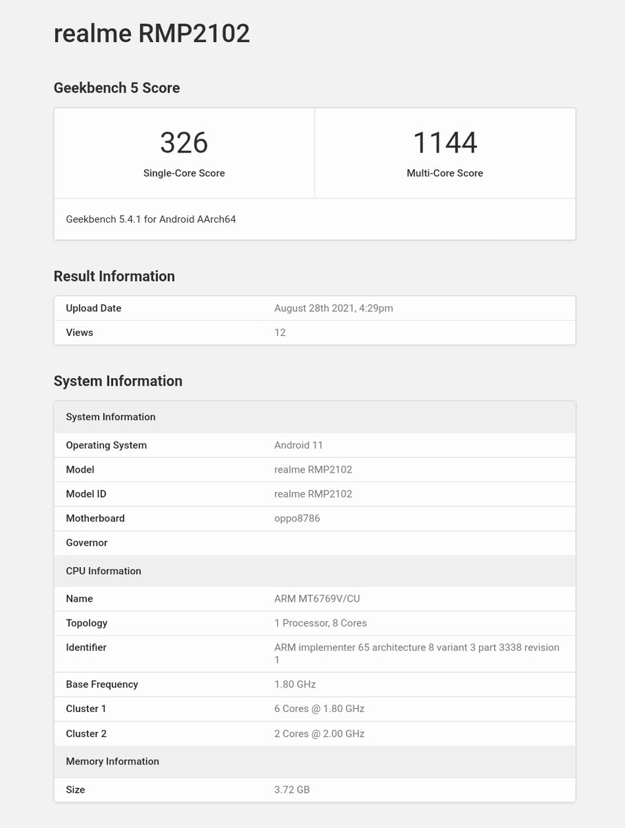 Realme Pad Geekbench