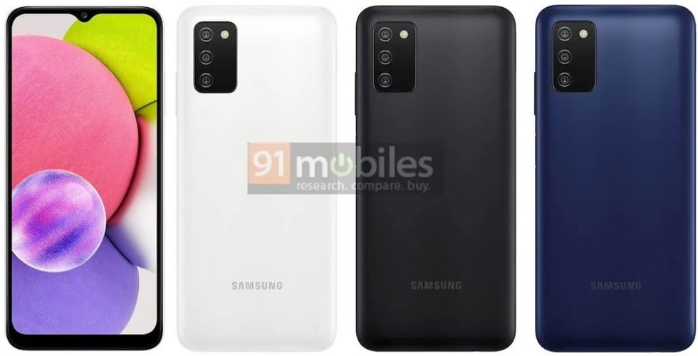Samsung Galaxy A03s renders by 91mobiles